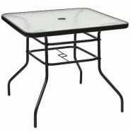 Helloshop26 - Table de jardin carrée en verre trempé 81 x 81 x 71 cm avec parasol pratique et design moderne en métal noir 20_0020830 - noir métal