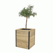 HORTALIA Jardinière en bois avec réserve d’eau Nidum 50 x 50 x 60 cm – Intérieur et extérieur - marron Bois massif N556AL