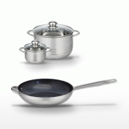 Lot Poêle 32cm & 2 Faitouts 12/24cm Elo Profi Therm Platinum - gris inox 3176239989465