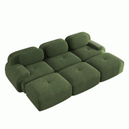 Merax Canapé modulaire en corde 3 places avec 3 tabourets, canapé nuage sans cadre, près du sol avec assise profonde, peut également être utilis�