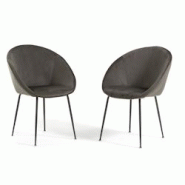 RATTATAN Lot de 2 chaises d’intérieur en tissu doux, pieds en métal, style moderne, pour cuisine, salle à manger ou bureau – IRIS – Gris fonc RATTATAN Lot de 2 chaises d’intérieur en tissu doux, pieds en métal, style moderne, pour cuisine, salle à manger ou bureau – IRIS – Gris fonc