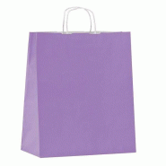 Sac kraft lilas poignées torsadées - 22x10x29cm - par 50