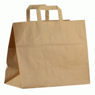 Sac traiteur kraft brun poignées plates 32x17x27cm - par 50