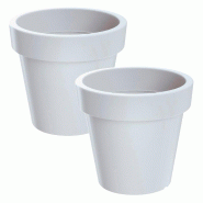WellHome - Lot de 2 pots 1,75 L LOFLY Ø15,8 cm chacun, coloris blanc - blanc plastique PK4238