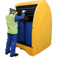 Box de rétention en polyéthylène pour 4 fûts de 220 L - pour le stockage de produits corrosifs - BECO-BOX4F485
