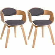 Décoshop26 - Lot de 2 chaises de salle à manger design scandinave en tissu gris clair et structure en bois clair 10_0001722 - gris 3000250636100 Décoshop26 - Lot de 2 chaises de salle à manger design scandinave en tissu gris clair et structure en bois clair 10_0001722 - gris 3000250636100