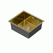 Gasfrit – Évier de cuisine avec siphon à encastrer pour plan de travail en acier inoxydable couleur or, 1 cuve 470 x 410 mm - inox gfyl3