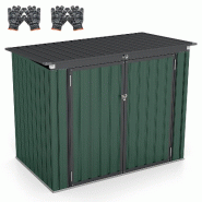 Helloshop26 - Abri de jardin avec double ouverture 172 x 95,5 x 130 cm sécurisé et résistant intempéries en métal galvanisé vert 20_0010013 - 30
