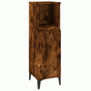 Helloshop26 - Armoire de salle de bain 30 x 30 x 100 cm rangement spacieux design moderne en bois d'ingénierie chêne fumé 02_0048408 - métal 30002