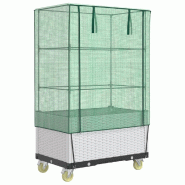 Helloshop26 - Jardinière bac lit surélevé plantes fleurs terrasse jardin surélevée avec housse et roues aspect rotin blanc 02_0038797 - blanc 300