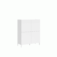 Itamoby Buffet Haut Solaria Panneaux Écologiques L.90 P.35 H.110 cm 4 Portes Pieds Réglables Made in Italy FSC - blanc VEMA4ALSOLARI-BL
