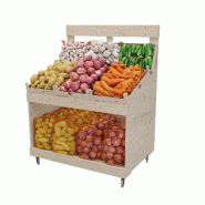 LES ARTISANS DU BOIS Présentoir Fruits et Légumes Bois Naturel Verni L120 x P80 x 110 cm - Bois massif 1RET0514N