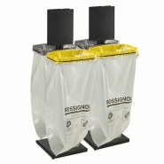 Rossignol Support sac sans couvercle Rollec sur 2 socles - 4x110l - gris manganèse / jaune colza - RAL 1021 - 3019920531522