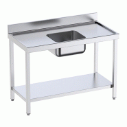 Table inox de préparation avec bords anti-ruissellement, étagère et bac central P 600 | Distform - QCCES6 - 1600