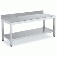 Tables de travail inox faible hauteur avec dosseret et étagère P 600 mm | Distform -_0