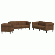 VidaXL Ensemble de canapés 3 pcs marron velours Modèle Jervoria - 3209218