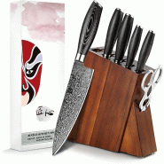 XinZuo - Set de couteaux Damas 7 pièces - Série B20 Ya - multicolore multi-matériau B20-H7