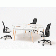 Bureau bench en étoile avec plateau mélaminé et pieds en bois massif Ogi W MDD Bureau bench en étoile avec plateau mélaminé et pieds en bois massif Ogi W MDD