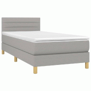 Décoshop26 - Cadre de lit LED avec sommier tête de lit matelas surmatelas 100x200 cm tissu gris clair TDL0207950 - gris 3001248588005_0