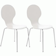 Décoshop26 - Lot de 2 chaises de cuisine salle à manger empilables dossier arrondi en bois blanc et métal chromé 10_0003085 - blanc 3000251387582 Décoshop26 - Lot de 2 chaises de cuisine salle à manger empilables dossier arrondi en bois blanc et métal chromé 10_0003085 - blanc 3000251387582