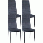 Décoshop26 - Lot de 4 chaises de salle à manger design simple en tissu velours avec couture gris clair cadre en métal noir CDS10404 - gris 30024819 Décoshop26 - Lot de 4 chaises de salle à manger design simple en tissu velours avec couture gris clair cadre en métal noir CDS10404 - gris 30024819