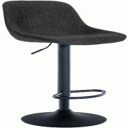 Décoshop26 - Tabouret de bar x1 rotation à 360°en tissu noir pieds en trompette métal noir 10_0005941 - noir métal 3000265307637