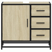 Helloshop26 - Armoire lavabo de salle de bain rétro avec rangement 65 x 33 x 60 cm en bois d'ingénierie chêne sonoma 02_0049662 - métal 3000235948815