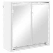 Helloshop26 - Armoire miroir moderne murale salle de bain 60 x 20 x 60 cm rangement pratique style contemporain en bois blanc 02_0054581 - 30002385629