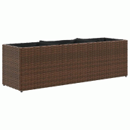 Helloshop26 - Jardinière bac lit surélevé plantes fleurs terrasse jardin avec 3 pots 105 x 30 x 32 cm résine tressée marron 02_0038086 - 3000214073361