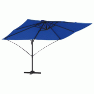 Helloshop26 - Parasol cantilever contemporain inclinable design moderne terrasse jardin 351 x 250 x 260 cm en polyester azur 02_0058720 - aluminium 30