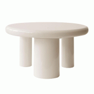 Oviala Business Table basse ronde 100 cm en MDF effet laqué blanc - blanc 114306
