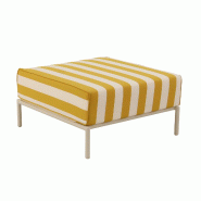 Pouf rayé pour salon de jardin modulable en tissu jaune clair - jaune aluminium 114813