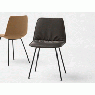 Lot de 2 chaises 4 pieds métal et revêtement similicuir rembourré Lot de 2 chaises 4 pieds métal et revêtement similicuir rembourré