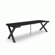 SKRAUT HOME Table console extensible, 260, Pour 12 personnes, Pieds bois massif, Noir - noir Bois manufacturé 334_49 SKRAUT HOME Table console extensible, 260, Pour 12 personnes, Pieds bois massif, Noir - noir Bois manufacturé 334_49