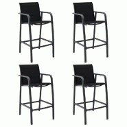 VidaXL Chaises De Bar De Jardin Lot De 4 Noir Textilène - noir 48117