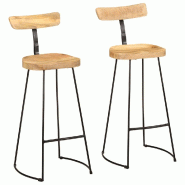 VidaXL Tabourets de bar lot de 2 49x43x103 cm bois de manguier massif Modèle Flex Panorama Ligne - beige 4013521