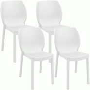 CLP Lot de 4 chaises de jardin Nora Plastique HBT: 80x58x59 cm Blanc - blanc plastique polypropylène 327996
