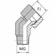 Coudes - 45° femelle tournant JIC - X mâle gaz conique - Cône 60° - JCFMCO40404 - CFJ7/16 / MGCO1/4 45