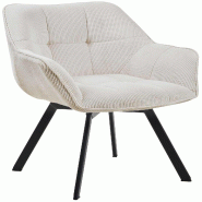 Décoshop26 - Chaise de salle à manger x1 assise pivotante confortable en velours côtelé crème et métal noir 10_0007251 - beige métal 3000266015456