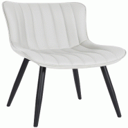 Décoshop26 - Chaise de salle à manger x1 coutures décoratives verticales avec pieds en métal noir assise en PVC blanc 10_0002258 - blanc métal 30