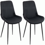Décoshop26 - Set de 2 chaises de salle à manger design moderne assise en velours noir et pieds en métal noir 10_0001635 - noir métal 3000250589529