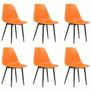 Décoshop26 - Set de 6 chaises de salle à manger dossier incurvé design moderne en PP orange DEC025710 - 3000255398829 Décoshop26 - Set de 6 chaises de salle à manger dossier incurvé design moderne en PP orange DEC025710 - 3000255398829