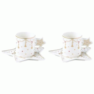 EASY LIFE Coffret 2 Tasses à café 8 cl + sous-tasses - Christmas Lights - 035-1235973