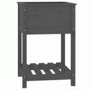 Helloshop26 - Jardinière bac lit surélevé plantes fleurs terrasse jardin avec étagère 54 x 54 x 81 cm bois massif de pin gris 02_0038396 - 300021 Helloshop26 - Jardinière bac lit surélevé plantes fleurs terrasse jardin avec étagère 54 x 54 x 81 cm bois massif de pin gris 02_0038396 - 300021