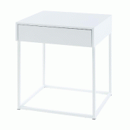 Helloshop26 - Table d'appoint avec tiroir acier 50 x 43 x 41 cm blanc mat 03_0010946 - blanc Bois massif 3000225497040