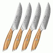 Hezhen - Couteaux à steak Damas 4 pièces - Série phare X01 - multicolore multi-matériau X01-4NP