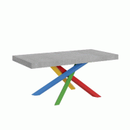 Itamoby Table Extensible 200/460X90 Cm Volantis Pieds Béton Multicolores 4/B - gris VE200TAV4B440-CM