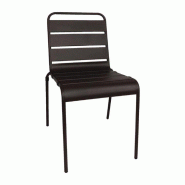 Lot de 4 chaises de terrasse à lattes empilables, (H)assise 450 mm, en acier poudré noir Lot de 4 chaises de terrasse à lattes empilables, (H)assise 450 mm, en acier poudré noir