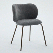 Merax Ensemble de 2 chaises de salle à manger , gris chenille, chaise rembourrée avec dossier incurvé, pieds en métal bronze, chaise de cuisine -