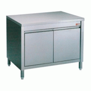 Meuble bas table de travail inox centrale avec portes battantes 800... - P932636080